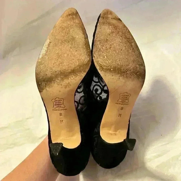 Vintage Red By Ramon Tenza Black Velvet Flocked Scroll Design Sz 8 - Picture 5 of 7